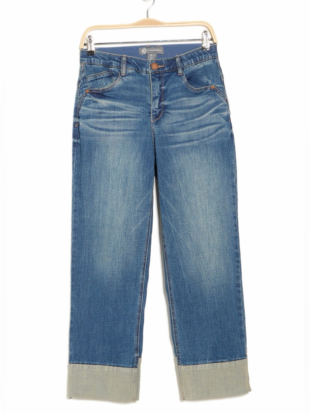 Democracy Denim Ab-Solution Classic Cuffed Women's Blue Jeans, Sz 6